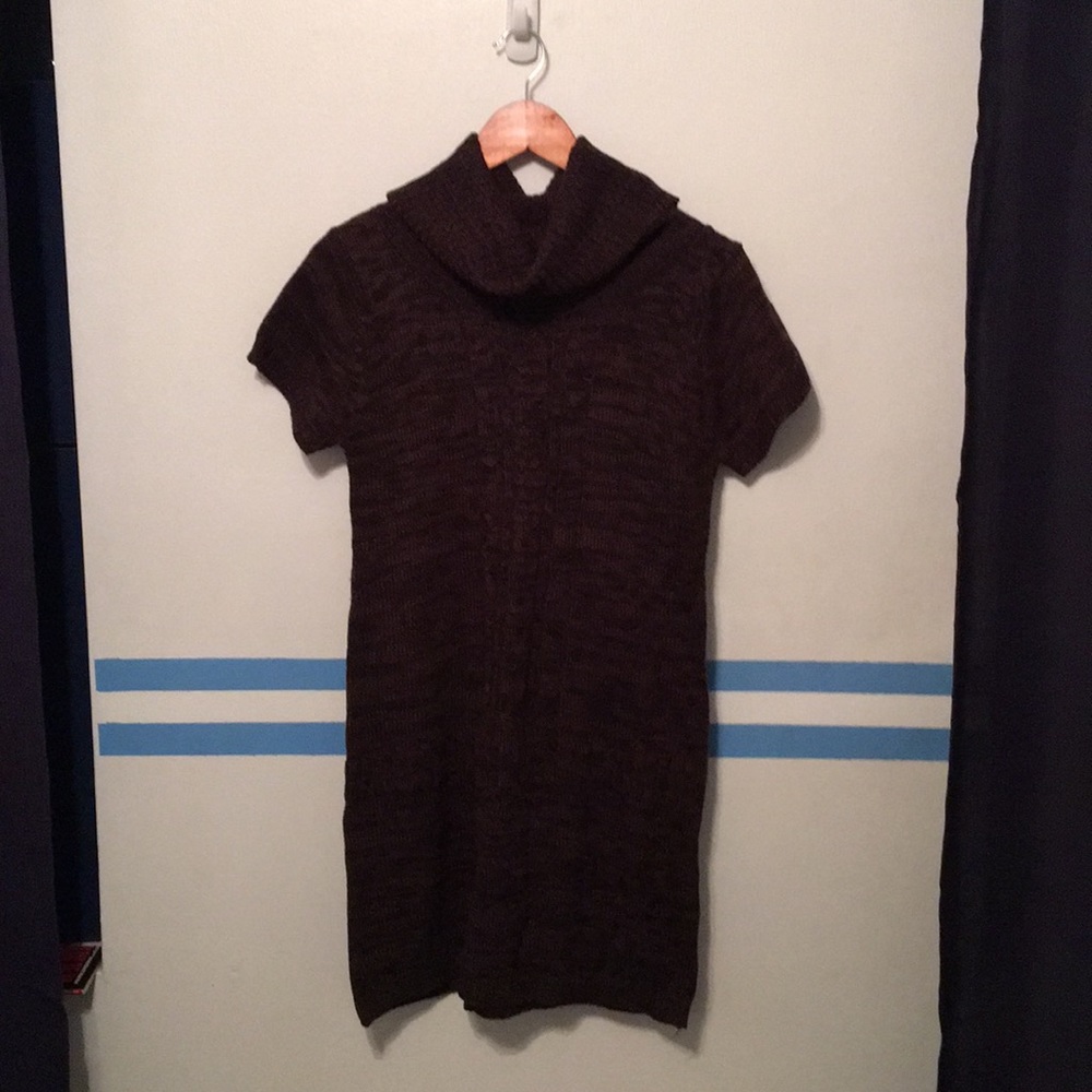 Fashionable coffee color knitted sweater dress